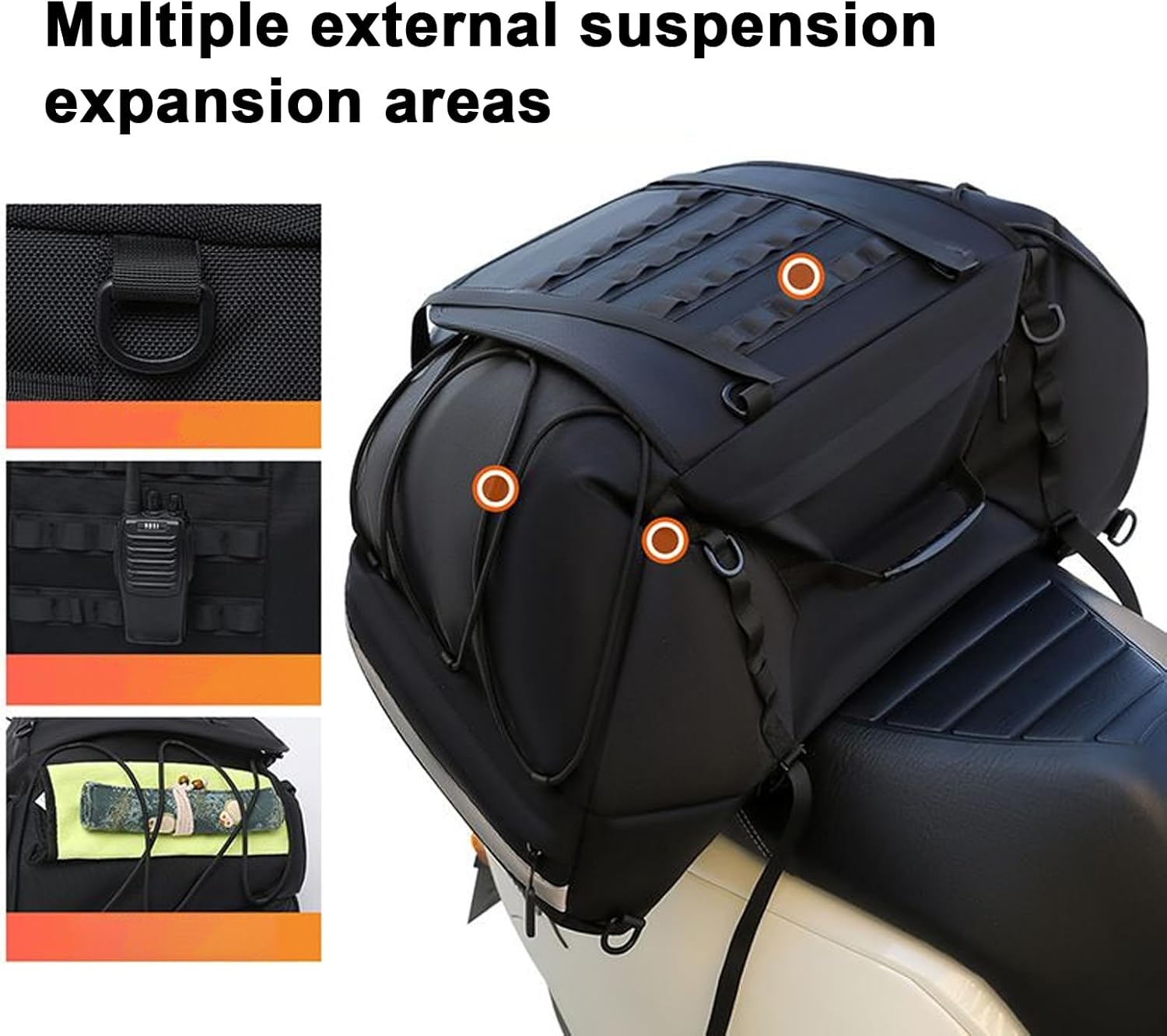 Motorbike Saddle Bag, Water Resistant Rear Carrier, Large Reflective Storage Pouch for Touring, Road Trips, and Rainy Weather Cycling, Ideal for Safe Travel and Gear Organization