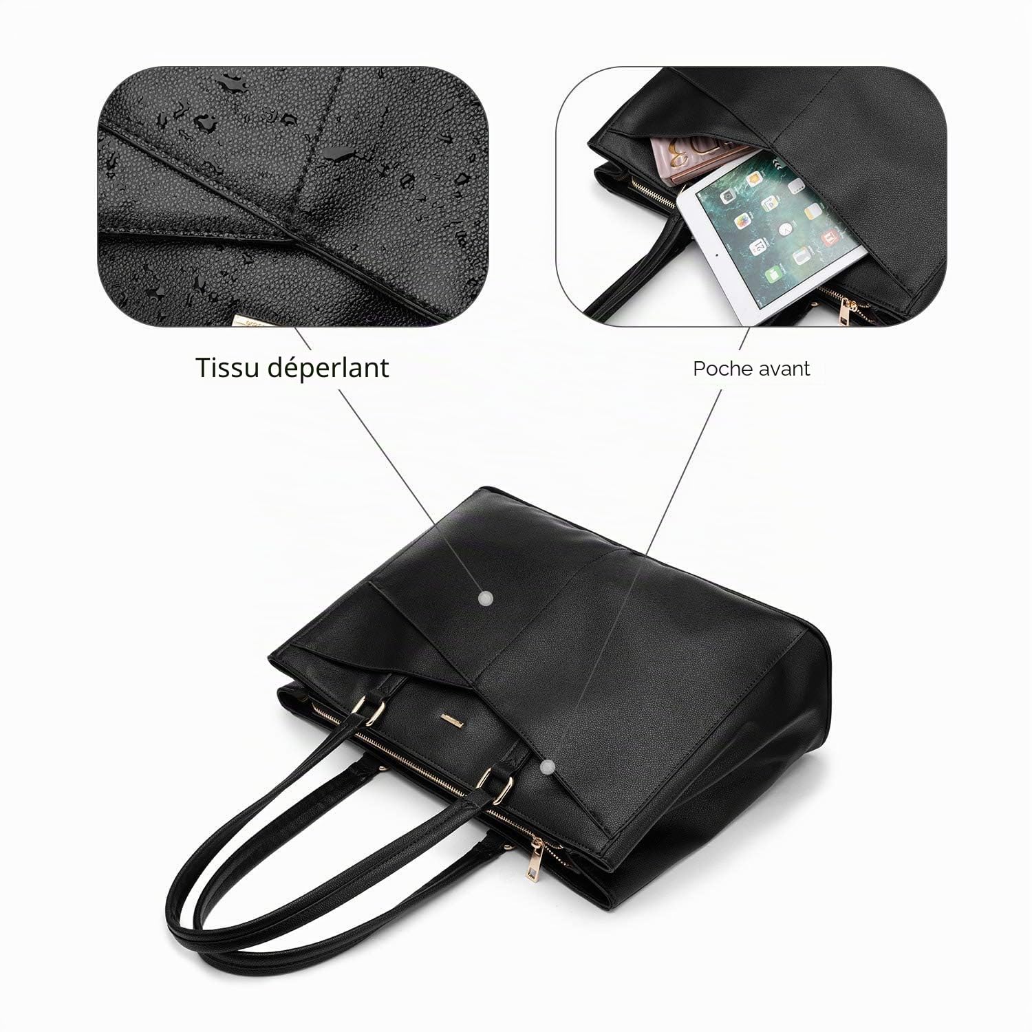 LOVEVOOK Sac pour ordinateur portable femme 17 pouces, Sac à main femme Sac de travail Sac d'enseignant Grand, Imperméable Sac shopping Sac à bandoulière Porte-documents Sac bandoulière Tote Bag pour