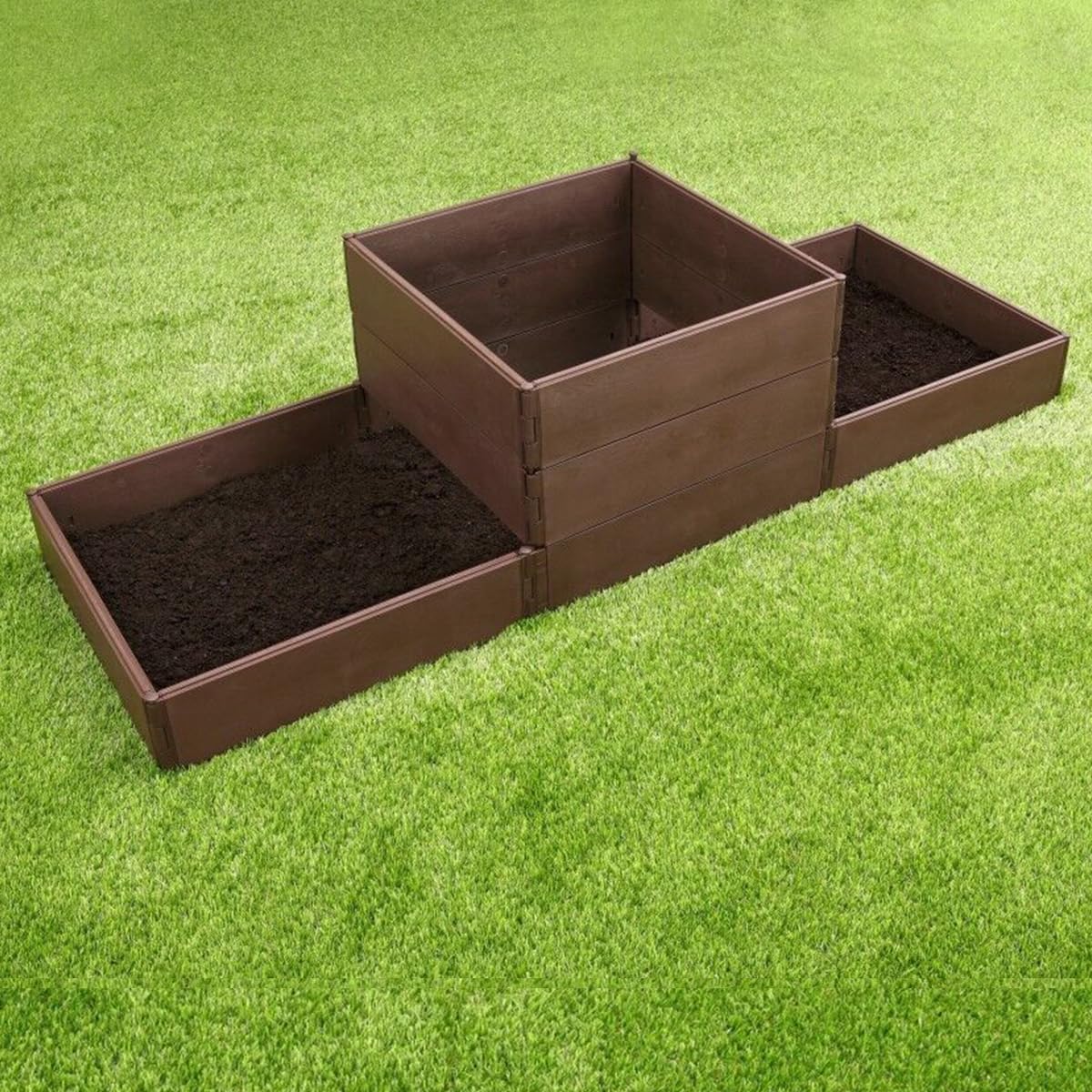Emsco Group Raised Bed Garden Bed Boards - 4' x 4' - Brown