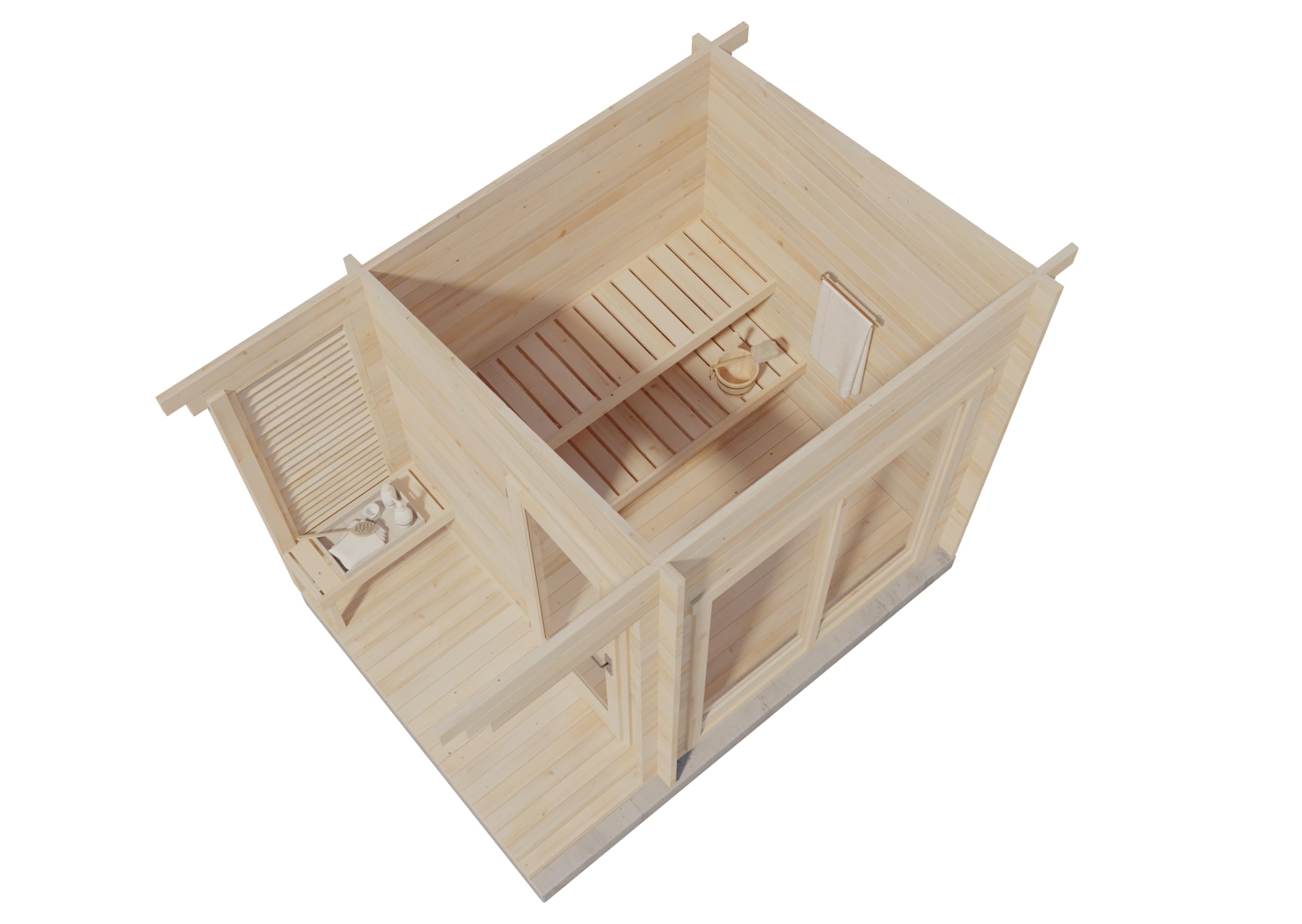 Gartensauna Außensauna Saunahaus Lizzy S 2 Sitzbänke aus Holz Wandstärke 40 mm