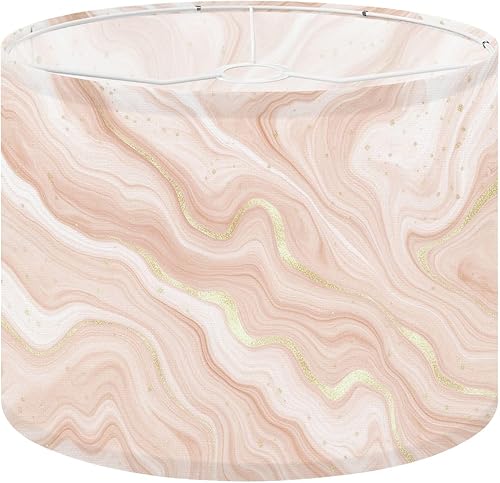 Miniatura 14 de Lamp Shades Set of 2 70s retro vintage wavy gold pink Drum lampshades for Floor Lamps Table Lamps Pendant Light 11"x8.9" Replacement Large Lampshade