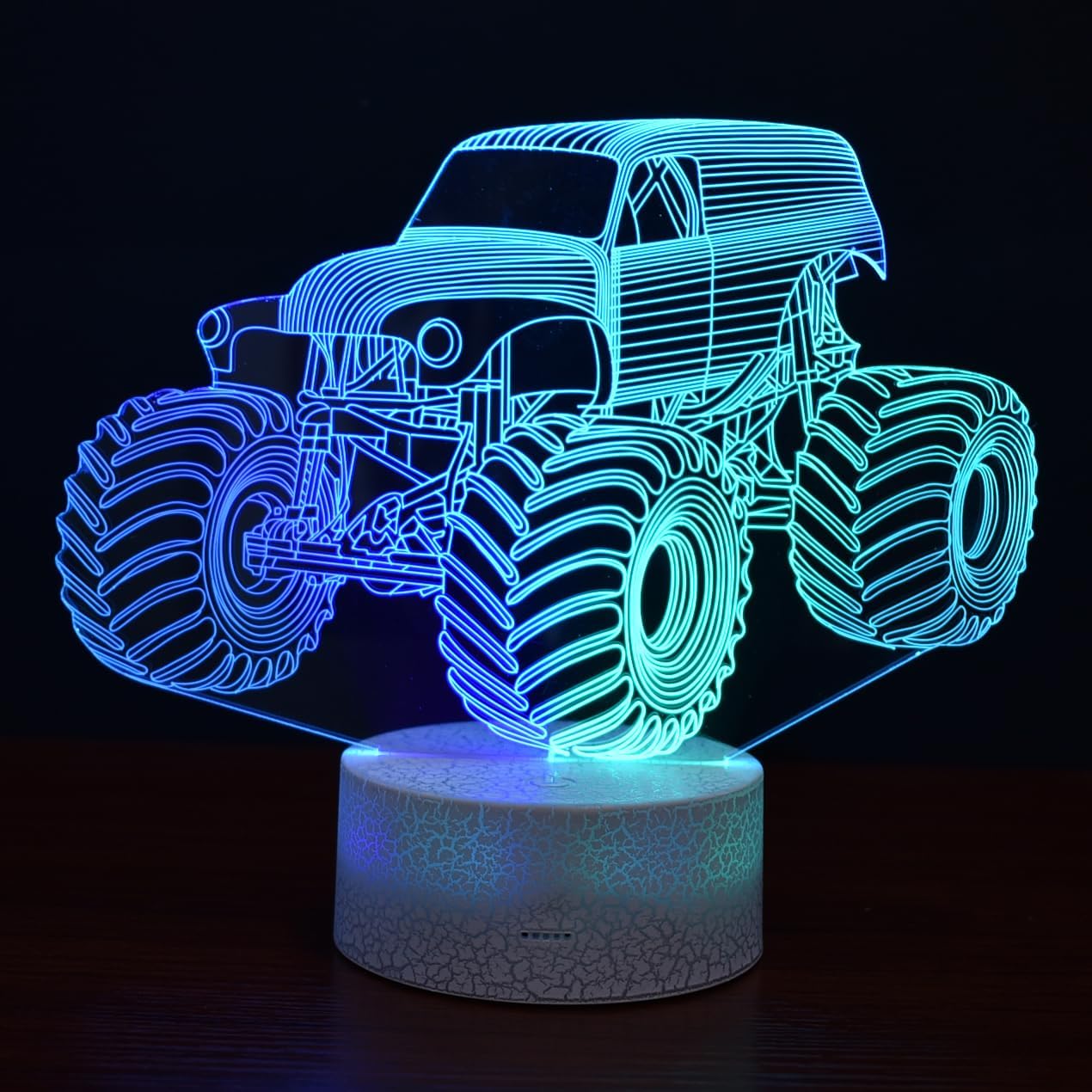 3D Night Lights for Kids, Monster Truck, Kids Night Lamp for Boys, Monster Trucks for Boy 3D Illusion Lamp, with Timer 16 Color Changing, Kids Room LED Lighting Decor, Ideas Monsters Truck Xmas Gifts
