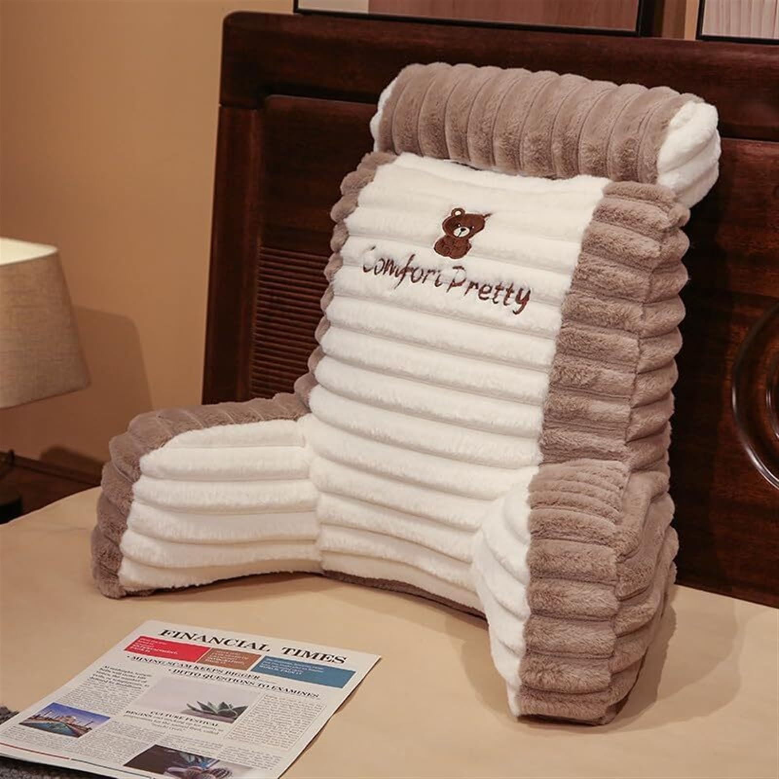 ZXGRfdefa reading pillow, Large Backrest Waist Pillows Triangle Reading Relax Sofa Support can Removed and Washed(Khaki,60 * 50CM)