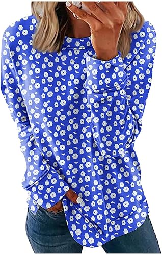 Camisetas de talla grande para mujer, camiseta de manga larga, cuello redondo, cómoda, elegante, para ocultar el vientre