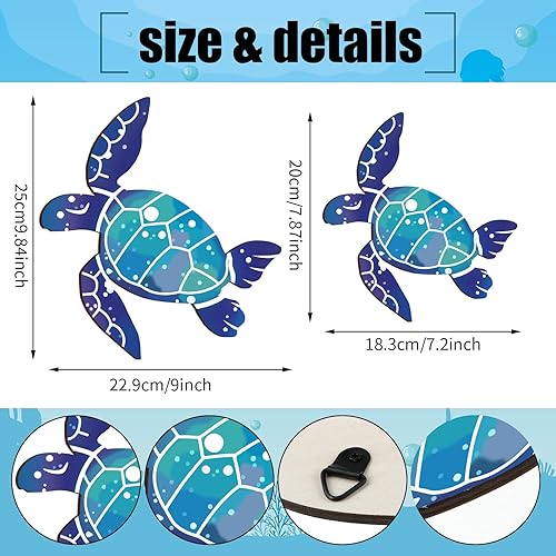 Miniatura 9 de Decoración de pared de tortuga marina de madera, 2 tamaños, arte de pared, decoración colgante de tortuga oceánica, decoración temática de playa,
