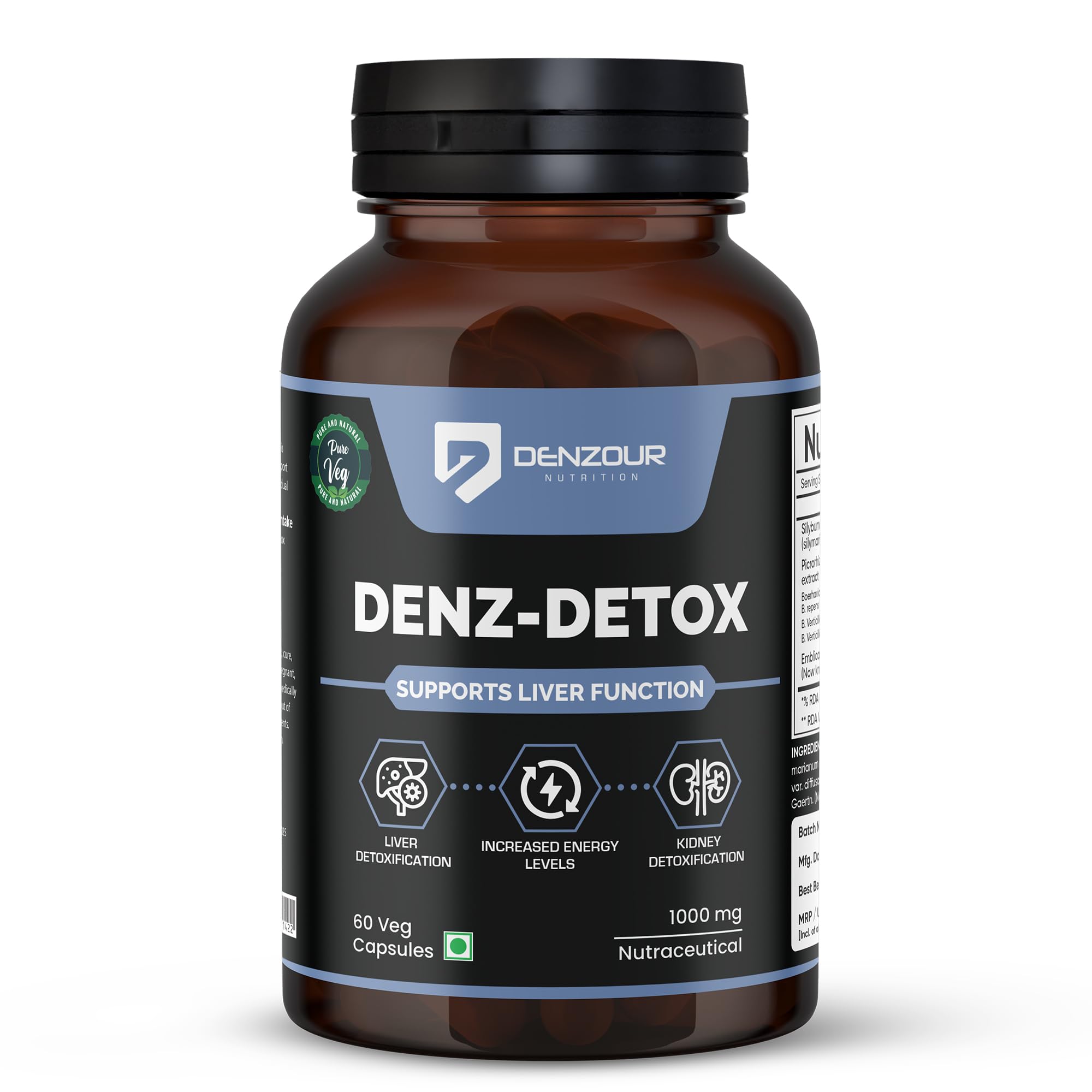 Denz - Detox Supports Liver Function Supplement | Help Liver & Kidney Detoxification, Increased Energy Lavels | Liver Detox – 1000mg, 60 Veg Capsules-picture-10