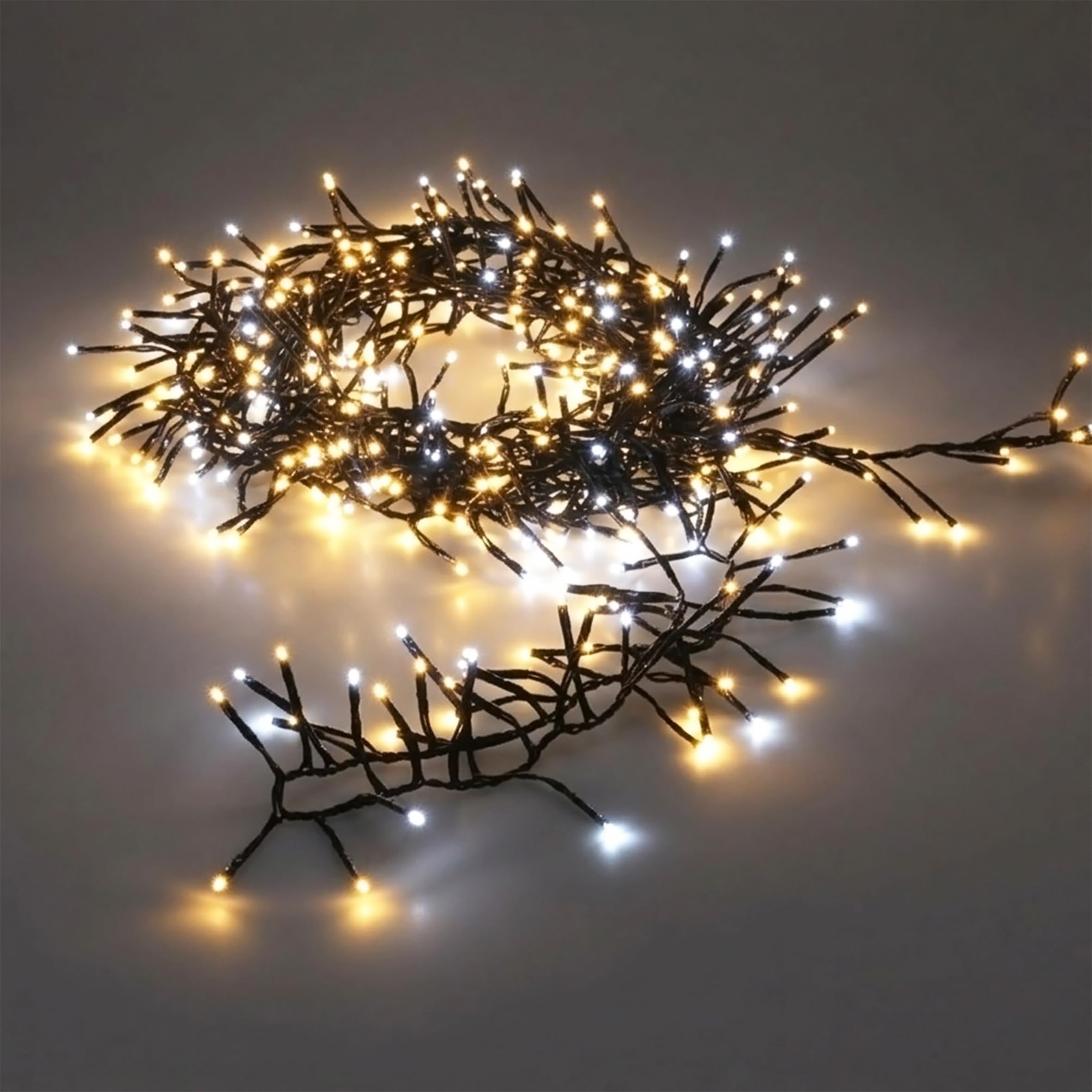 Spetebo LED Büschel Lichterkette kalt/warm weiß LED Mix - 3000 LED / 22 m- Cluster Lichterkette mit 8 Funktionen und Speicherchip - Weihnachtsbaum Lichter Deko für Innen und Außen (22,0m / 3000 LED)