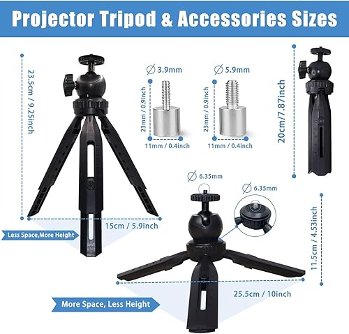 Miniatura 4 de Mini soporte para proyector, soporte de trípode compatible con DR.J, DBPOWER, Anker, PVO, Artlii, LoongSon, AuKing, ClokoWe, VOPLLS y la mayoría de