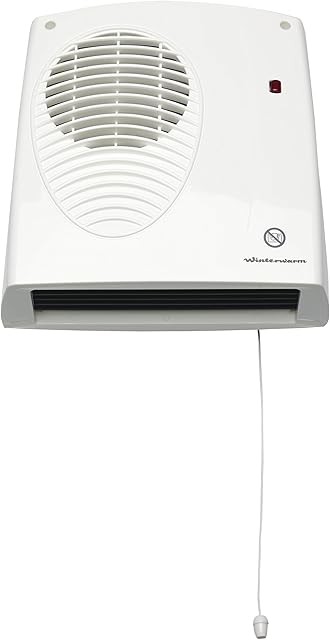 Winterwarm WWDF20E 2KW Downflow heater IP22 rated, pull cord, 30 minute run time, automatic shut-off, over heat protection - white