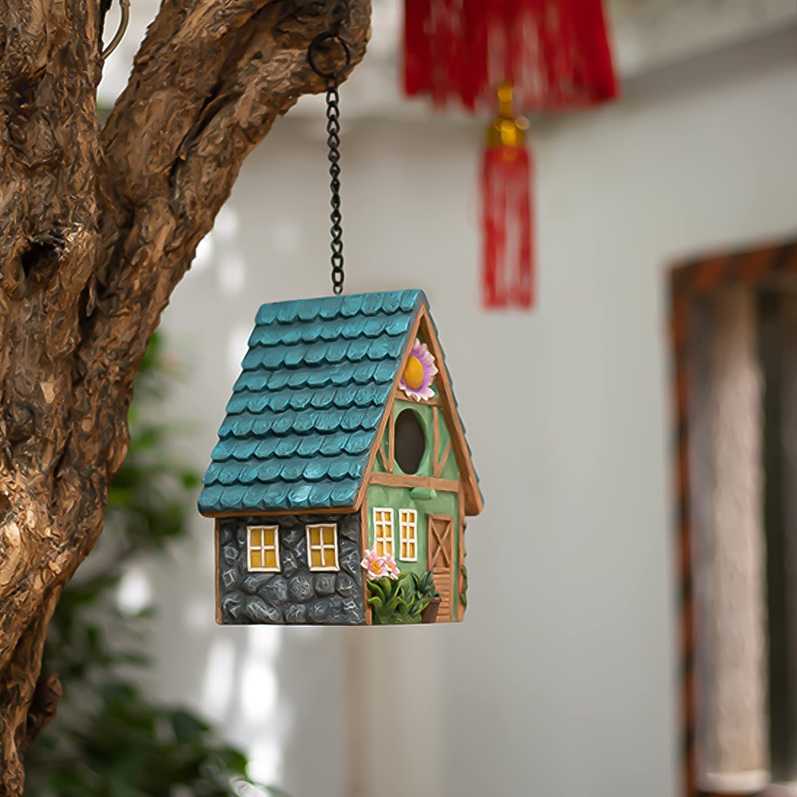 Nichoir Oiseaux Exterieur Original,Nichoirs à Oiseaux Sauvages,Repos Douillette pour Oiseaux,Peut Abriter à Partir De Temps Froid,Nid Oiseau Fait à La Mainr, pour La Décoration du Jardin,21x15x13cm