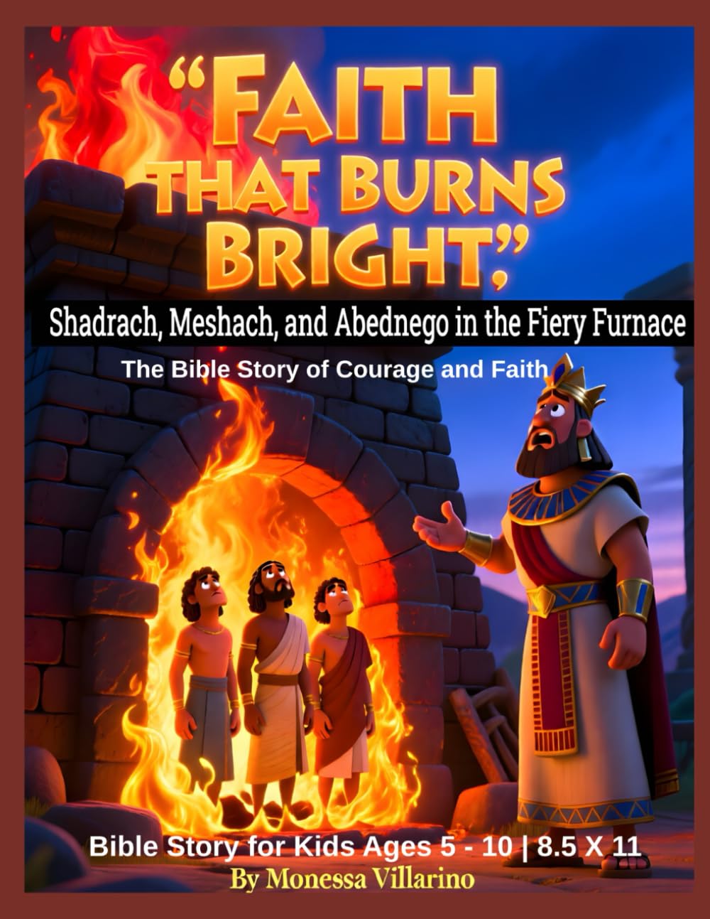 Faith That Burns Bright: The Story of Shadrach, Meshach, and Abednego in the Fiery Furnace | The Bible Story of Courage and Faith 8.5 x 11 Paperback | Bible Story for Kids