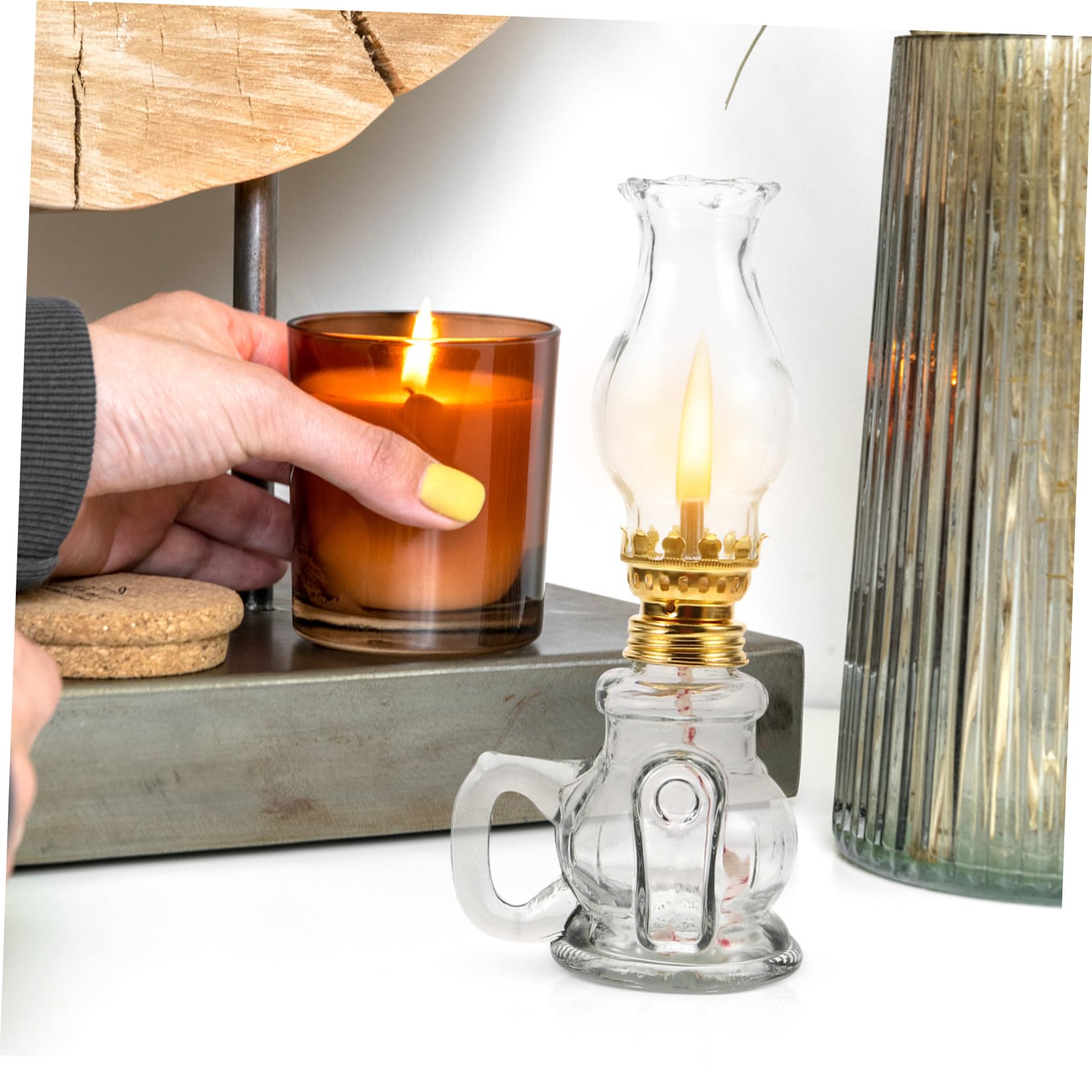 オイルランタンです。　アンティークランプ  オブジェ オイルランプ ガラス （ ランプ ガラスランプ テーブルランプ