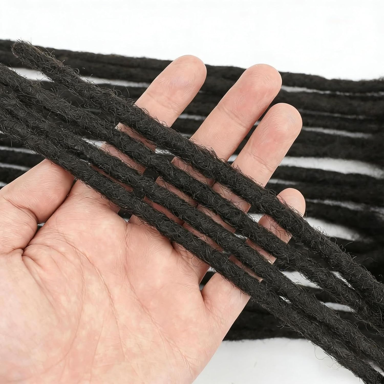 100% Real Human Hair 0.4cm Width 8 Inch Loc extensions Human Hair Curly Ends 30 Strands Full Handmade Dreadlock Extensions Can be dyed and bleached for Men Women Kids