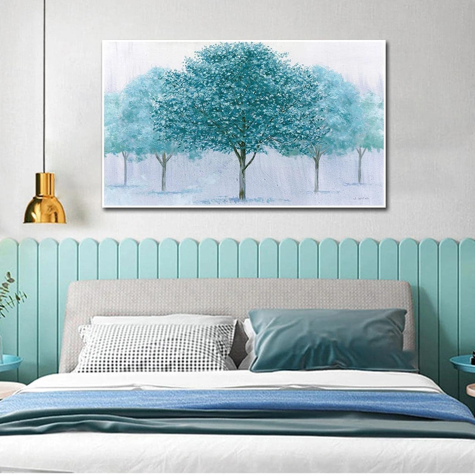 Abstrakter Baum Leinwandbild, 3-teilig, In Blau & Silber – Handbemalt, Strukturiert – Für Wohnzimmer, Schlafzimmer & Büro