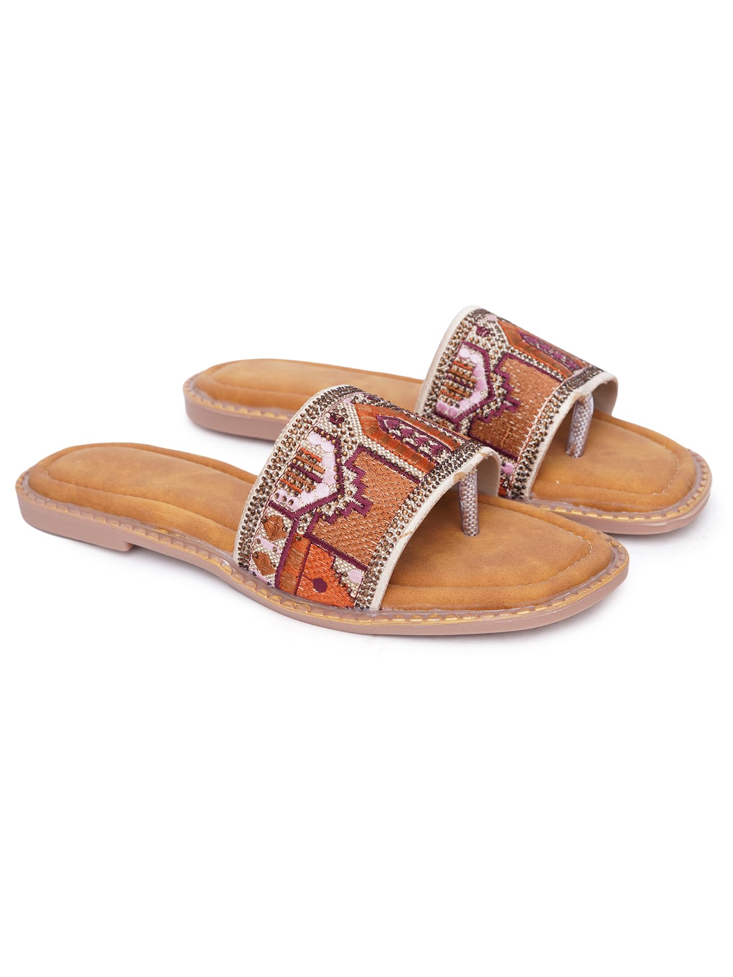 tryme Elegant Slide Flat Sandals for women & Girls | Cushioned Slip-On Open Toe Comfort Flats for Office Casual Ethnic Daily Wear-picture-11