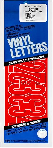 Graphic Products Duro - Juego de números de vinilo góticos de 4 pulgadas, color rojo