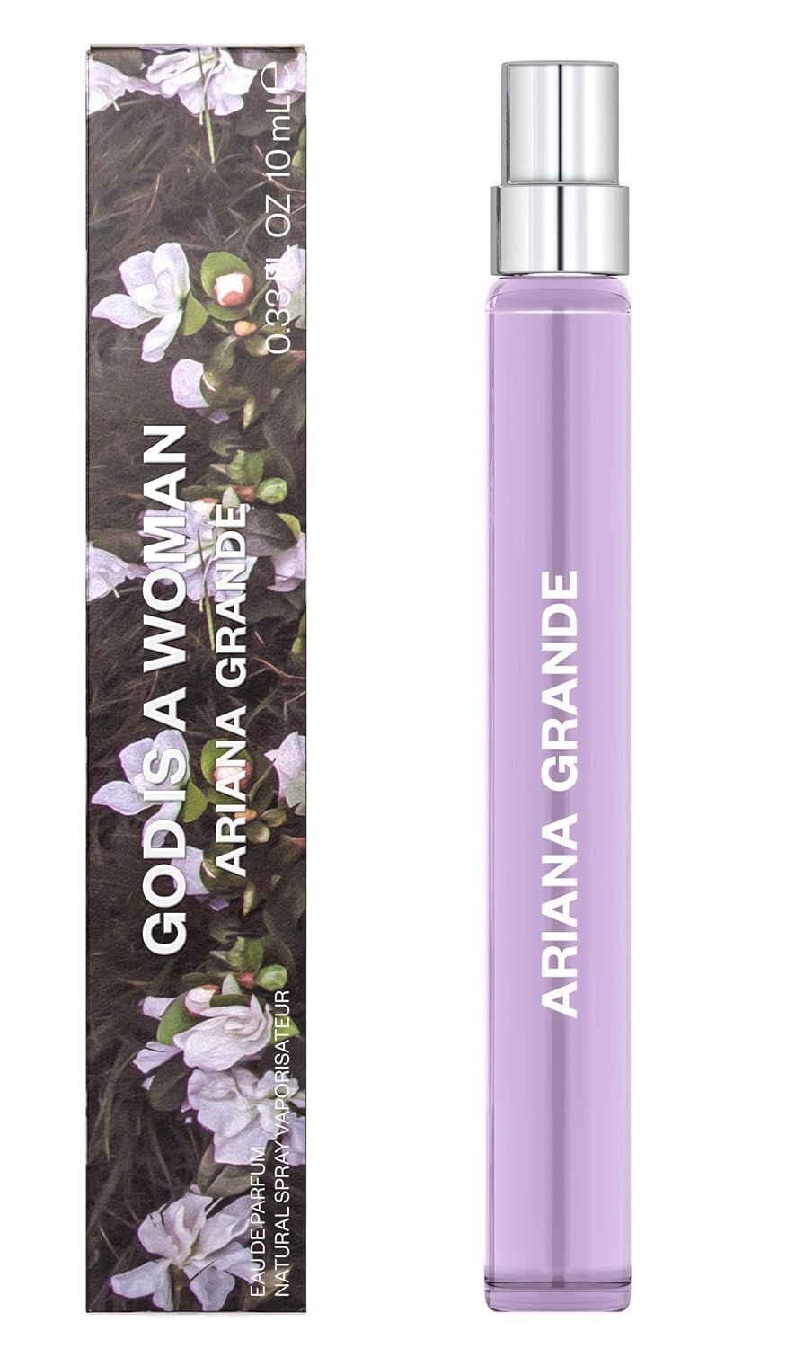 Ariana Grande God is a Woman Eau de Parfum – Fruity Musk Fragrance for Women – Women's Perfume with Notes of Orris, Pear, Vanilla & Cedarwood – Travel Size – 0.33 Fl Oz
