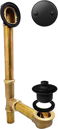 Westbrass Pull & Drain D3262-62 - Desechos de baño de 14 pulgadas, tubo de calibre 17, negro mate, D3262-62