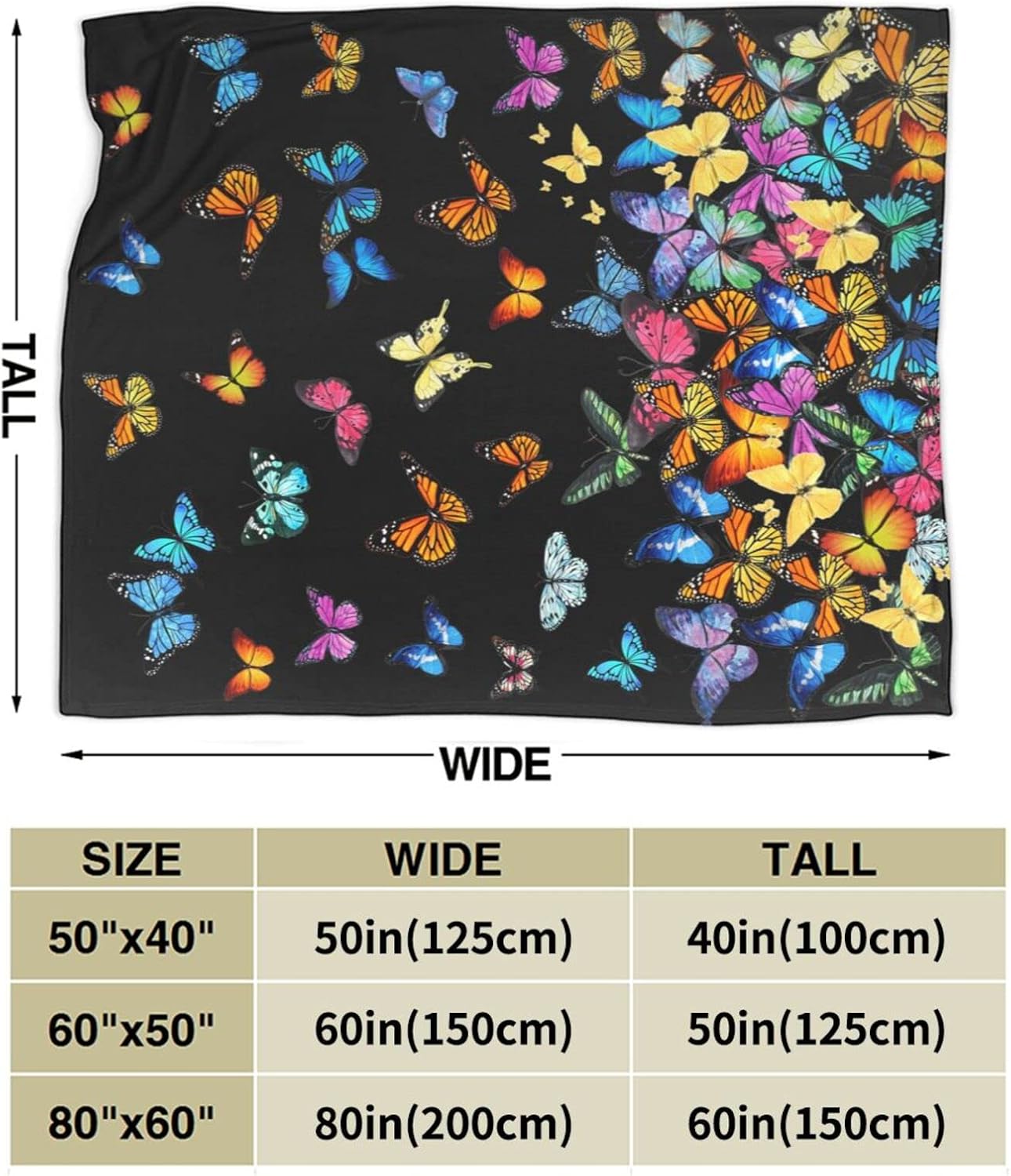 Butterfly Blanket Beautiful Butterfly Throw Blanket Ultra Soft Blankets Lightweight Cozy for Bed Couch Sofa 60"X50"