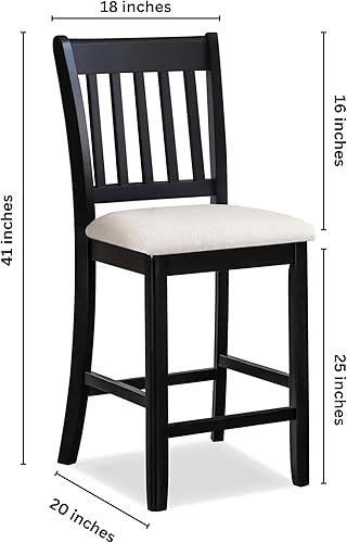 Miniatura 3 de Wooden Bar Stools - Set of 2 Counter Height Bar Stool with Leather Upholstered Design, Terciopelo Sillas para Barra de Cocina- Kitchen Dining