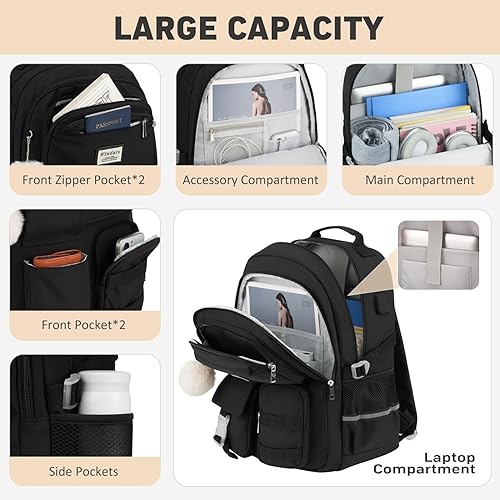 Miniatura 2 de Mochila escolar WINDARS para adolescentes, linda mochila para portátil para mujeres estudiantes, mochila estética para secundaria y preparatoria,