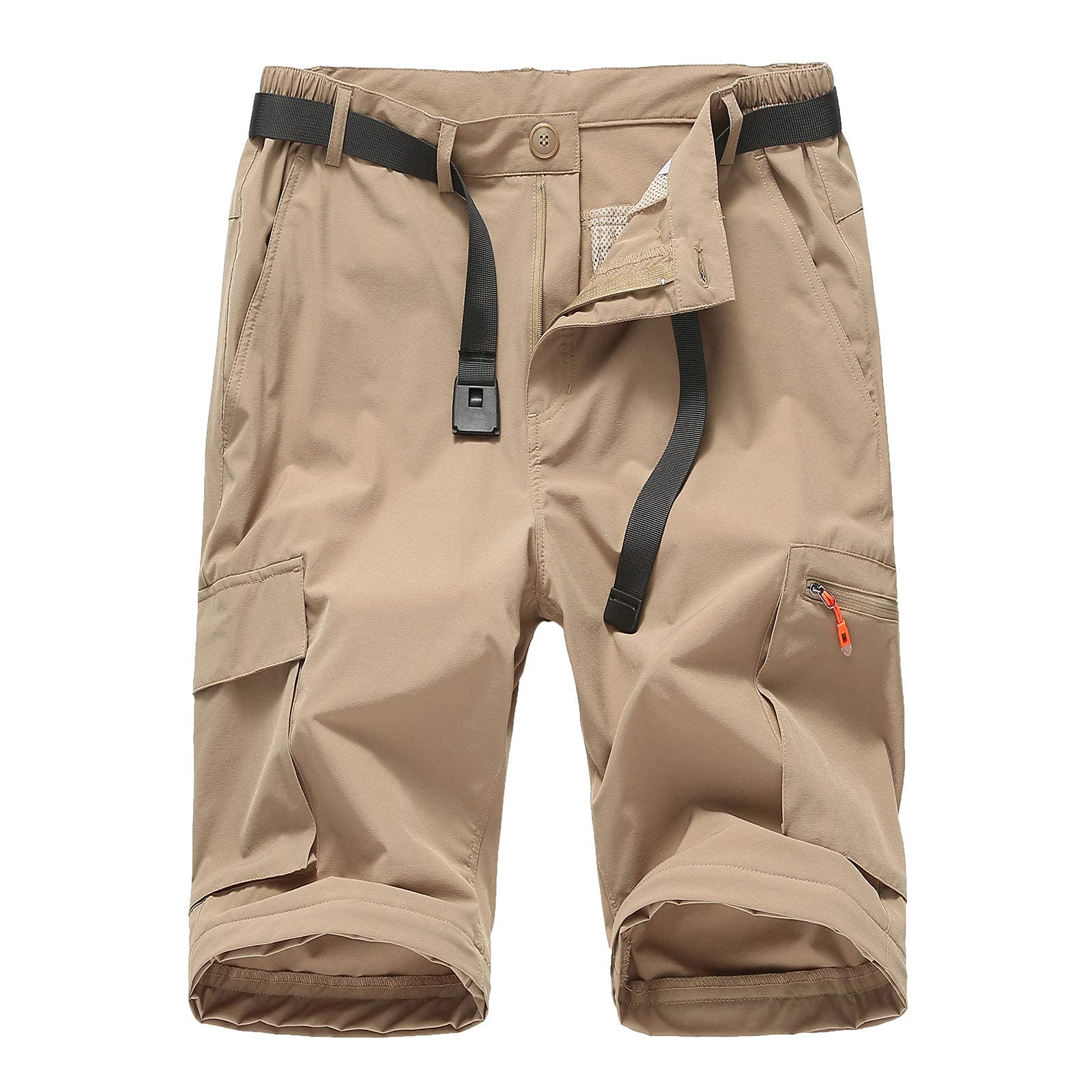 Pantalon et short de randonnée pour homme convertible, à séchage rapide (kaki, noir)