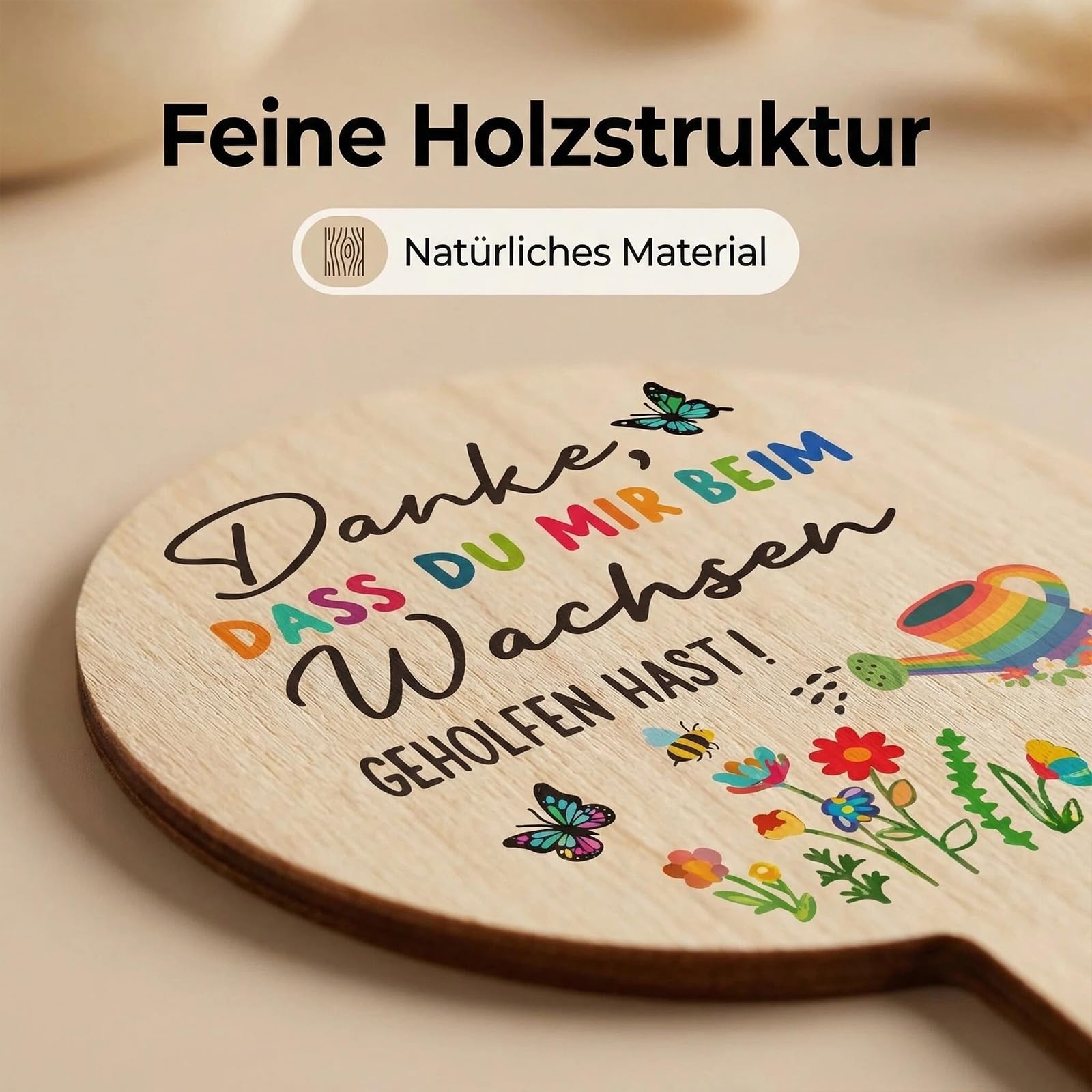 Abschiedsgeschenk Erzieherin Geschenk,4 Stücke Holz Blumenstecker Erzieher Abschiedsgeschenk,Holzstecker Blumentopf Holzschild Danke Dass Du Mir Beim Wachsen Geholfen Hast Danke Geschenke (Gelb)