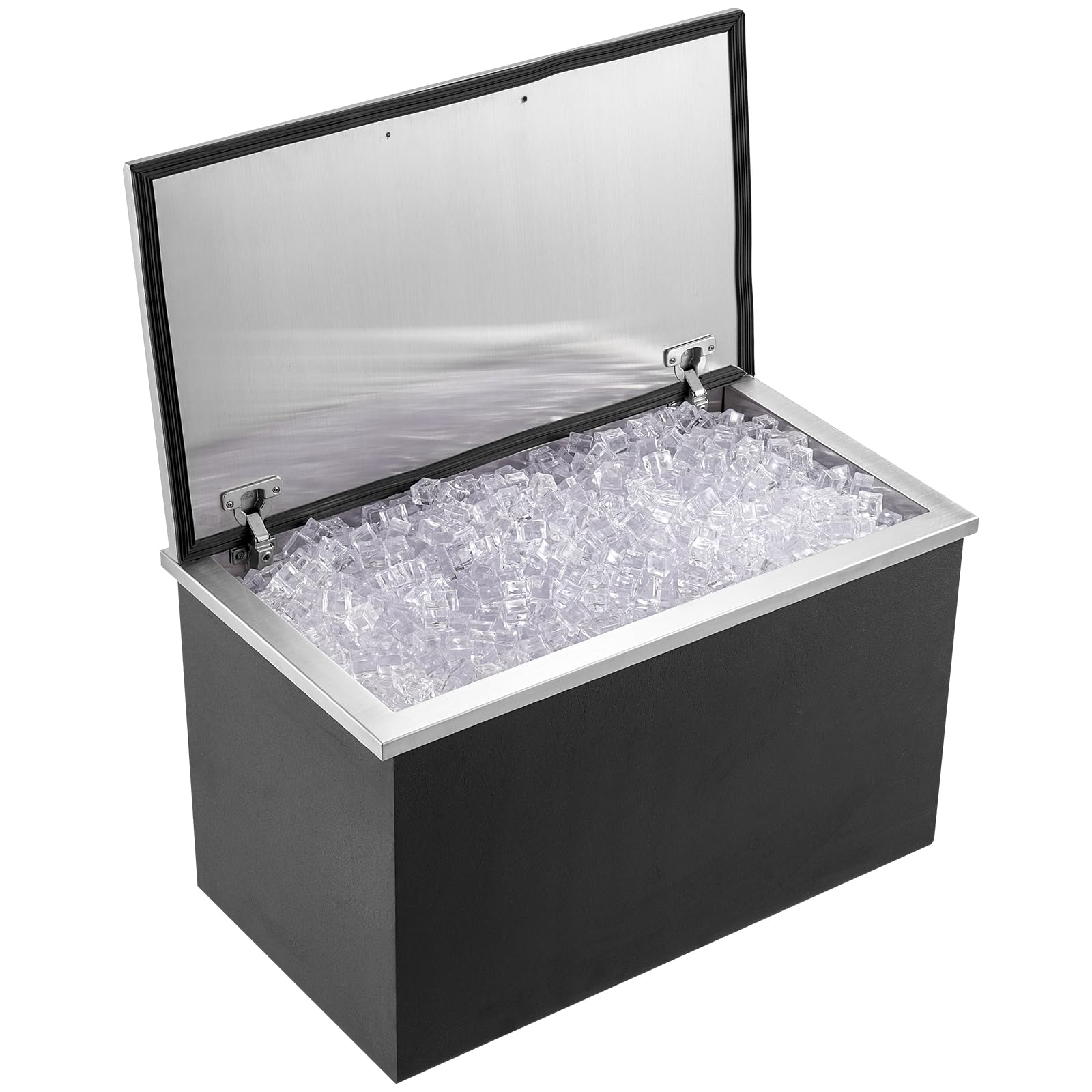VEVOR Drop in Ice Chest, 60,9 x 50,8 x 38 cm (dł. x szer. x wys.) Chłodnica lodu ze stali nierdzewnej, komercyjny pojemnik na lód z pokrywką na zawiasach, 40qt Kuchnia zewnętrzna Ice Bar, rura