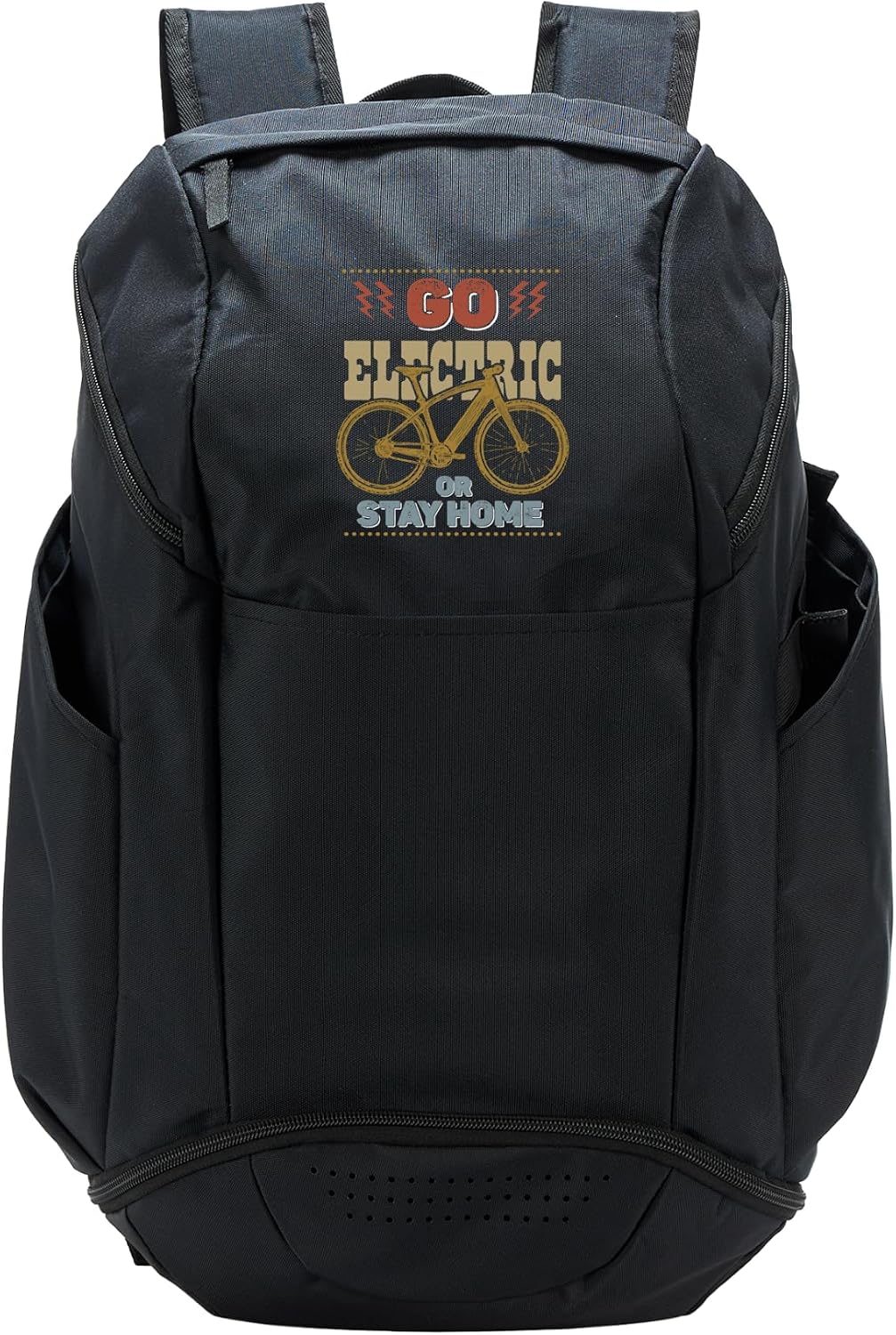 Go Electric Or Stay Home Funny E-Bike Rider Graphic Tee Sport Backpack