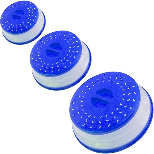 Miniatura 18 de Cubierta plegable para salpicaduras de microondas, cubierta de plato de microondas con ventilación de vapor (10.5 pulgadas, azul) Azul,Beige,beige