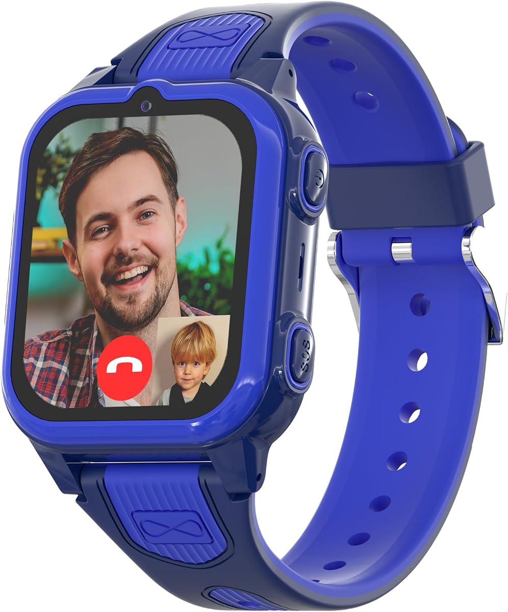 4G Kids Smart Watch Boys with GPS Tracker & Video Calling Ages 5-12, Blue | Kids Cell Phone Watch with Parental Controls, SOS Button, HD Voice Chat, Camera, Class Mode, Pedometer, Alarm, Calculator
