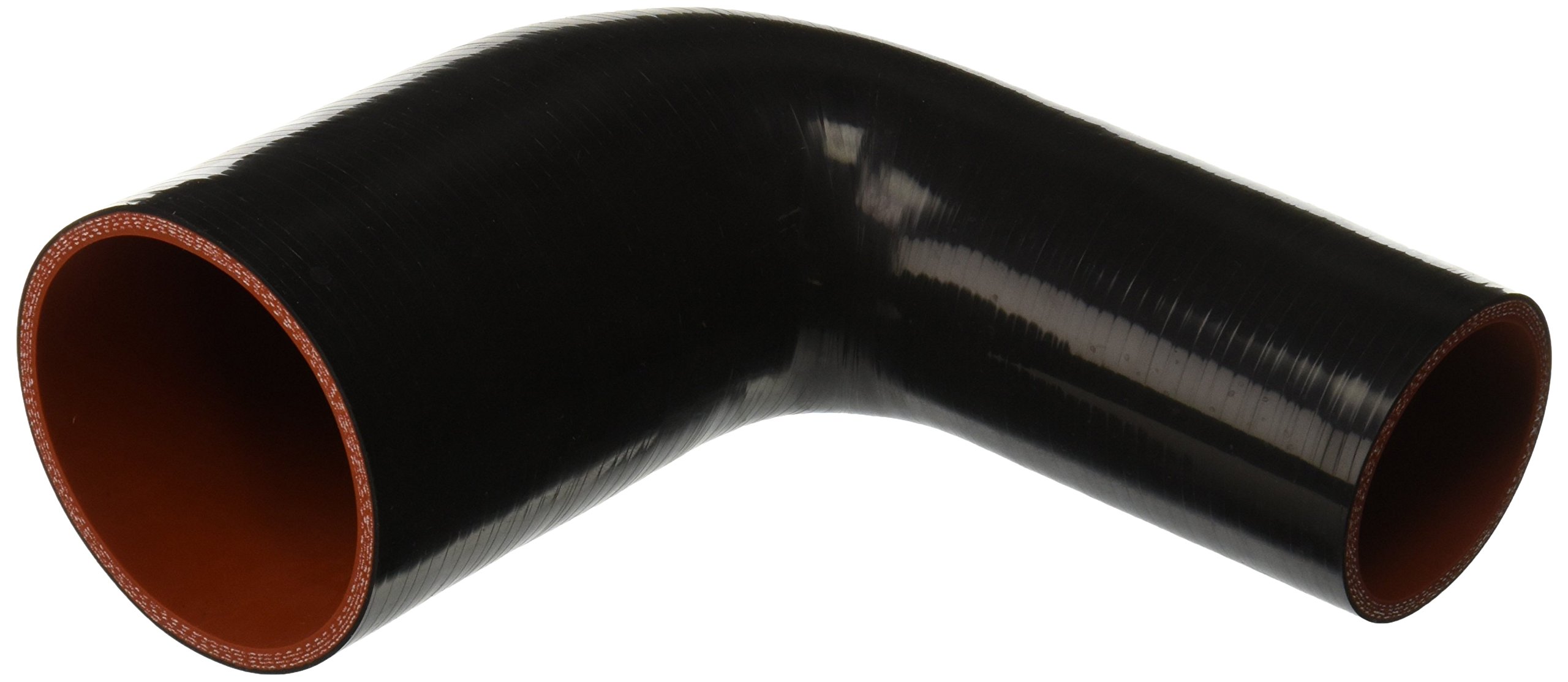 HPS Silicone High Temperature 90 Degree Elbow Reducer Hose 2-1/2" To 3-1/4" ID - 4-Ply Reinforced Black