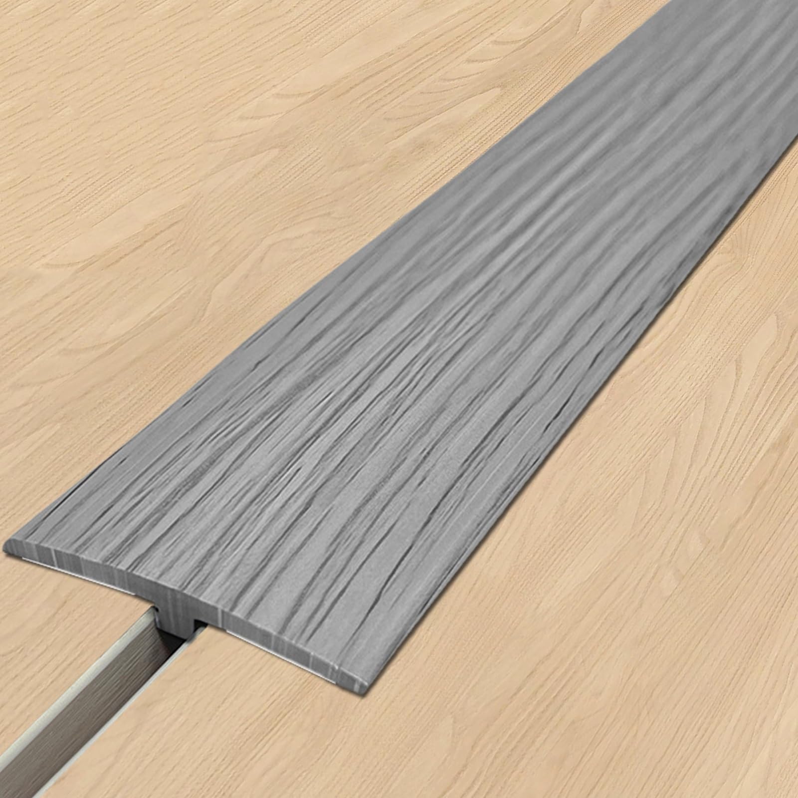 VQWQV Vinyl Floor Transition Strip Self-Adhesive PVC Trim L100cm（3.2ft） Wood Grain Design Easy To Clean Laminate Gap Covering Joining Strips(Light gray)