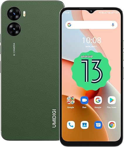 UMIDIGI Teléfonos inteligentes desbloqueados G3 Android 13 teléfono celular desbloqueado Dual Sim 4G LTE teléfono móvil 4G+64GB expandible 1TBG 6.52