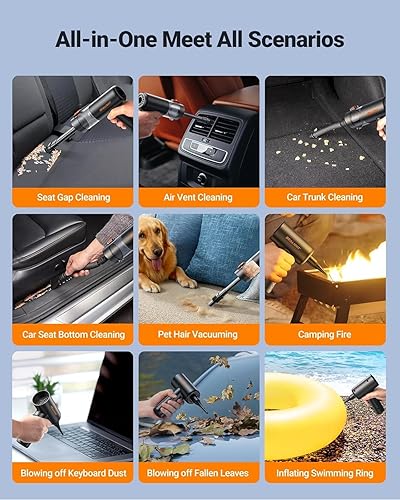 Miniatura 7 de SEALIGHT Aspiradora portátil inalámbrica para automóvil, 25000 PA, mini aspiradora y plumero de aire, aspiradora de mano 4 en 1 con accesorios para