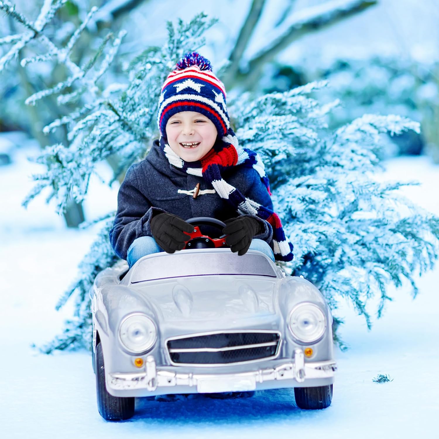 Boao Kids Winter Ski Gloves Waterproof Warm Snow Mittens Full Finger Gloves for Toddlers Infants - Image 6