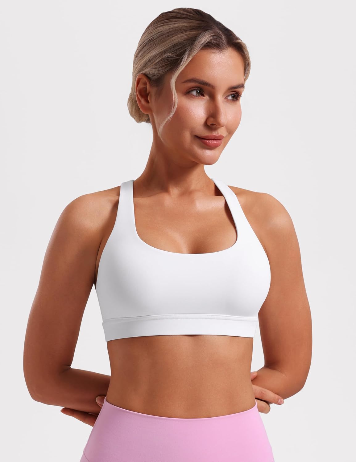 POSHDIVAH Women's Mid-Impact Sports Bra with Removable Padding - Criss Cross Back for Yoga, Running & Gym Workouts