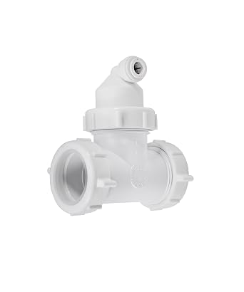 Watts Premier 1-1/2" Universal Drain Line Adapter for RO Reverse Osmosis Systems in Single or Multi-Compartment Sinks without Disposal, 3/8" Tubing, No Drilling Required, White