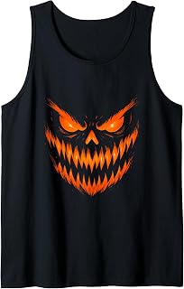 Scary Pumpkin Face Halloween Creepy Jack-O’-Lantern Grimace Tank Top