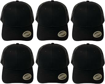 Classic Solid Black Mesh Trucker Hat - Adjustable Snapback Cap for Men & Women - Casual & Sporty Style