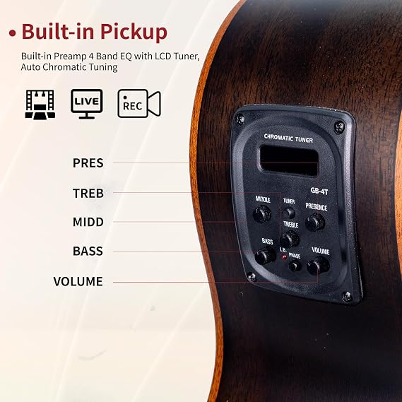 WishMade 4 String Fretless Acoustic Electric Bass Guitar Hollow Body BK
