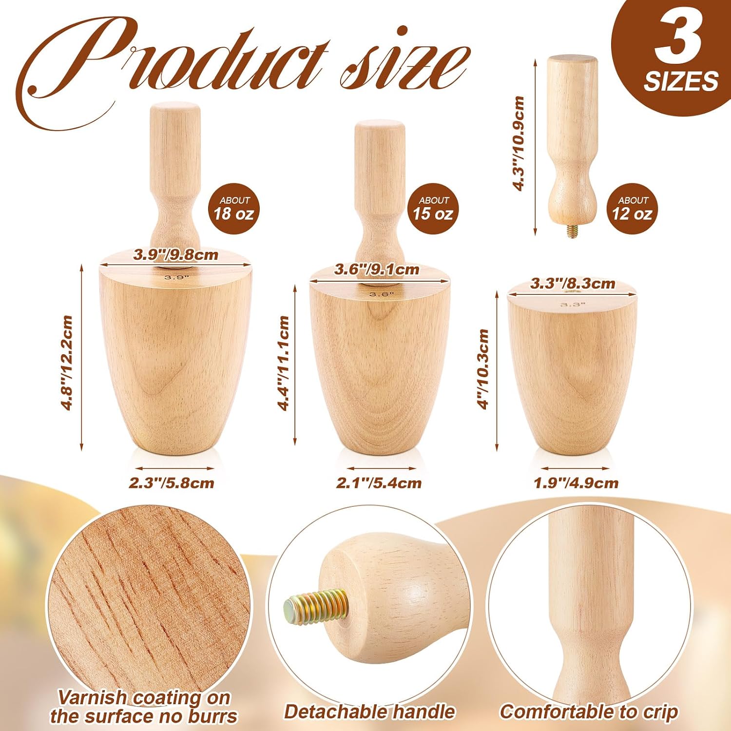 3 Pcs Coffee Cup Pottery Molds 3. 3'', 3. 6'', 3. 9'' Curved Plaster Molds with 12 Pcs Mug Handle Forms Pottery Shaping Tool 3 Sizes Wood Slump Press Mold for DIY Cup Mug Art Making (Wide-Mouthed)