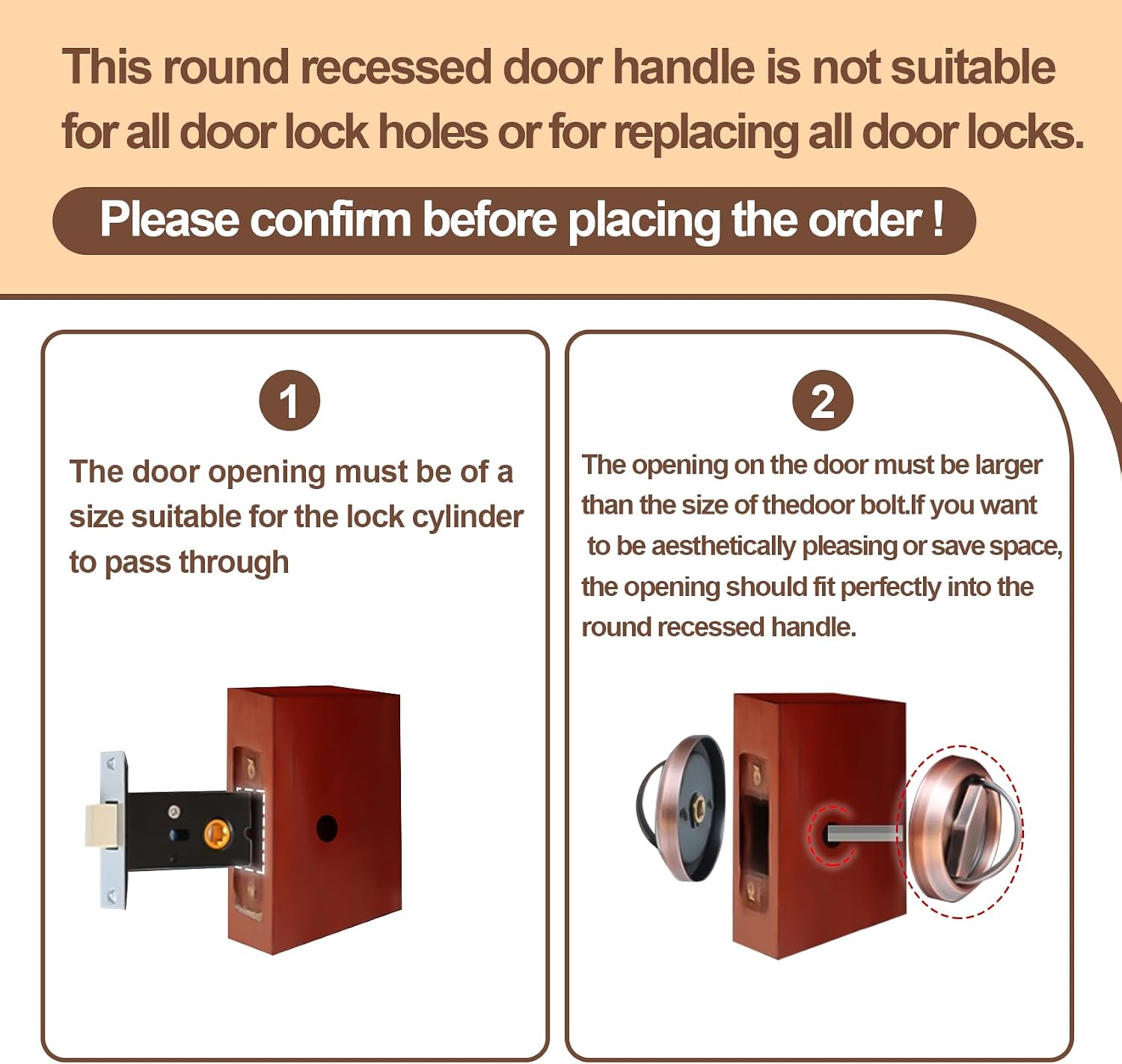 Round Recessed Door Lock, Stainless Steel 304 Hidden Recessed Cup Door Handle, Low Profile Door Knob for Privacy Pocket Door,Flat Door Knob, Silver