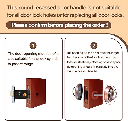 Miniatura 6 de Generic Cerradura redonda de puerta empotrada, manija de puerta empotrada oculta de acero inoxidable 304, tiradores de muebles para puerta de