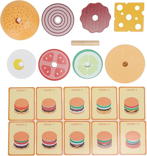 Miniatura 7 de Keenso Juego de cocina de comida rápida, divertido juguete compuesto de madera de simulación, juguete de Navidad para cumpleaños, niños