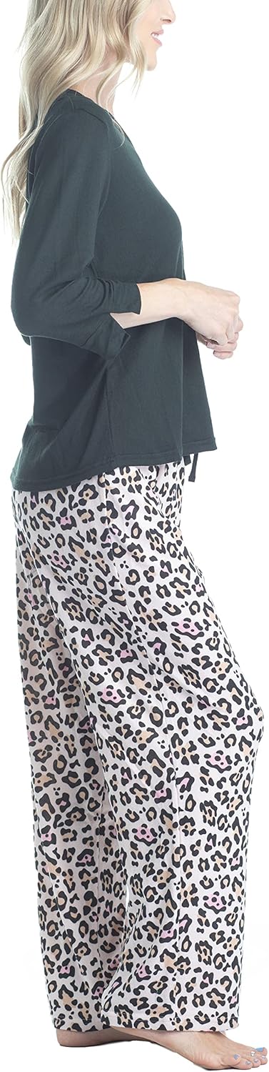 Hanes Women's Butter Knit 3/4 V-Neck Sleep Top and Pajama Pant Lounge & Sleep Set - Image 4