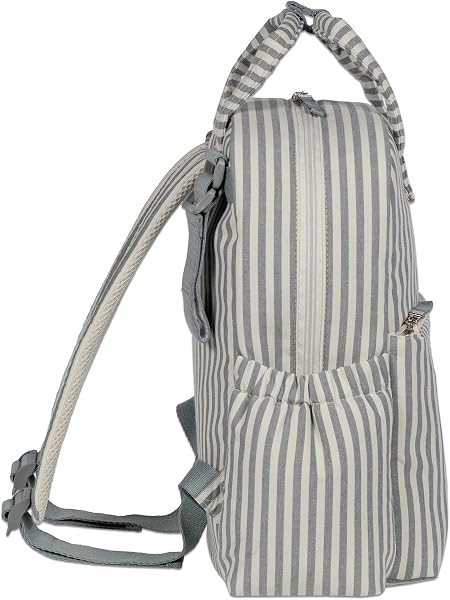 Walking Mum Mochila canastilla Praliné (Rayas Matcha) - 2