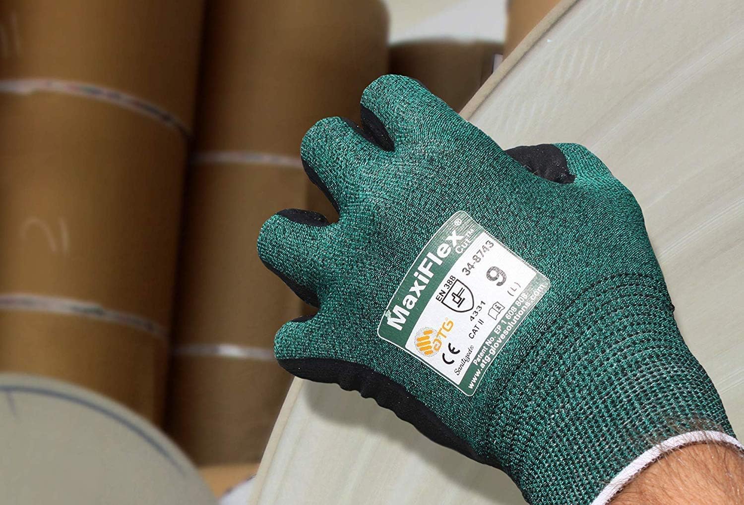 PIP ATG 34-8743/XL X-Large MaxiFlex Cut, Green Engineered Yarn, Black Gloves, 3-Pack (34-8743 XLarge 3/Pack) - - 