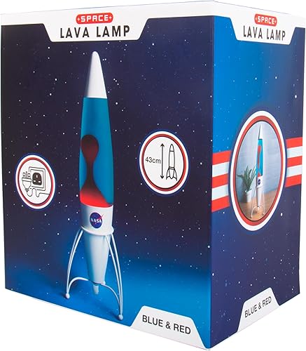 Miniatura 7 de Lámpara de lava de cohete inspirada en la NASA. Incluye líquido azul y lava roja. 16.9 in17 pulgadas de alto. Alimentado por red eléctrica. Incluye