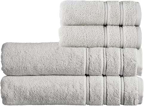 Christy Antalya Bath Sheets Set | 4 Piece | 100% Turkish Cotton | 600GSM | Soft Plush Luxury Towel Set | 2 Bath Sheets 2 Hand Towels | Quick Dry | Lunar Grey